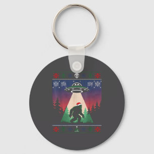 Bigfoot Santa Ufo Alien Funny Ugly Christmas Sweat Keychain