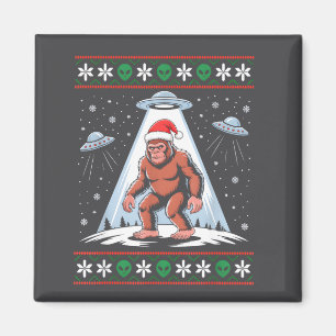 Bigfoot Santa Ufo Alien Funny Ugly Christmas Sweat Magnet