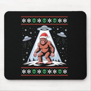 Bigfoot Santa Ufo Alien Funny Ugly Christmas Sweat Mouse Pad