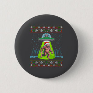 Bigfoot Santa Ufo Sasquatch Funny Ugly Christmas S Button