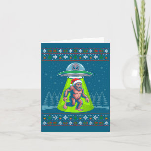 Bigfoot Santa Ufo Sasquatch Funny Ugly Christmas S Card