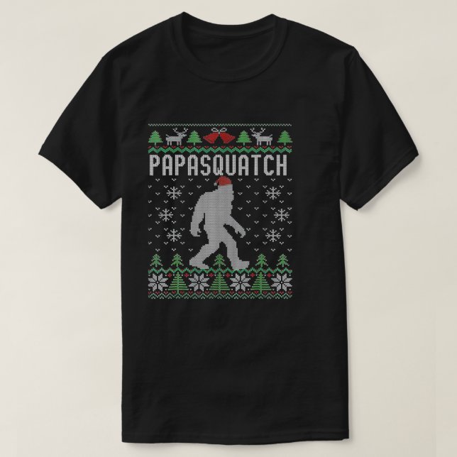 Bigfoot Santa Ugly Christmas Pajamas Dad  T-Shirt (Design Front)