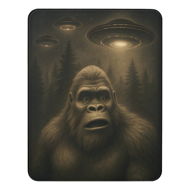 Bigfoot Sasquatch Alien UFO Funny Door Sign (Contemporary Vert)
