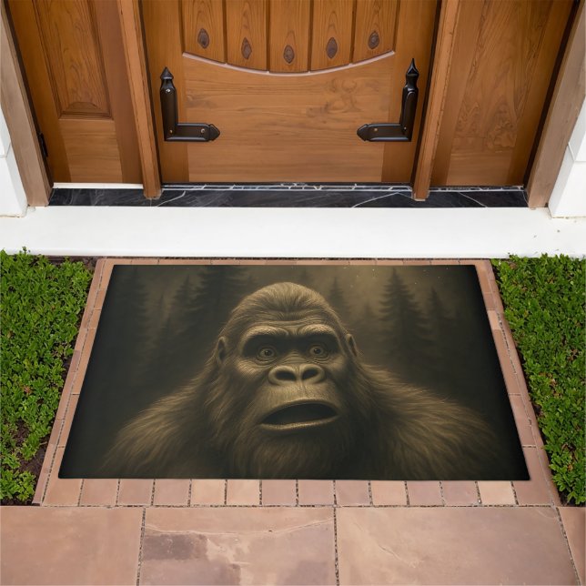 Bigfoot Sasquatch Alien UFO Funny Doormat (Outdoor)