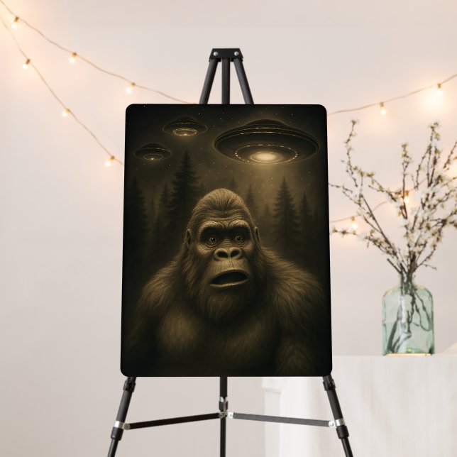 Bigfoot Sasquatch Alien UFO Funny Foam Board (In Situ (Stand))