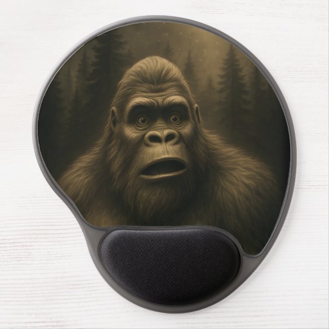 Bigfoot Sasquatch Alien UFO Funny Gel Mouse Pad (Front)