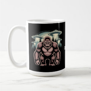 Bigfoot Sasquatch Alien UFO Funny Graphic Design Coffee Mug