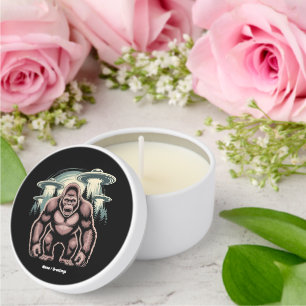 Bigfoot Sasquatch Alien UFO Funny Graphic Design Mini Candle Favors