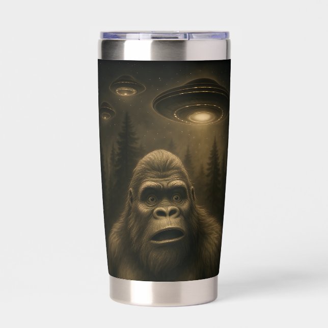 Bigfoot Sasquatch Alien UFO Funny Insulated Tumbler (Front)
