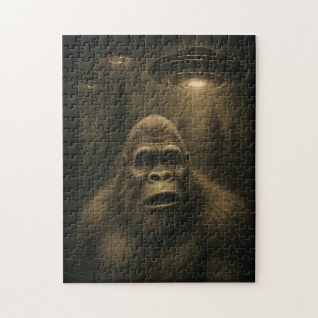 Bigfoot Sasquatch Alien UFO Funny Jigsaw Puzzle (Vertical)