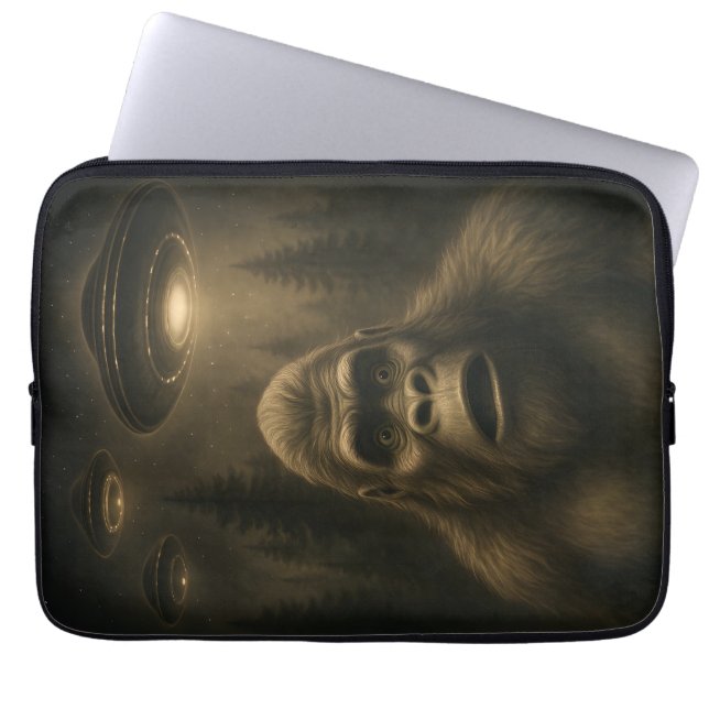Bigfoot Sasquatch Alien UFO Funny Laptop Sleeve (Front)