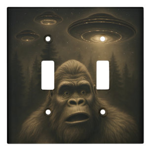 Bigfoot Sasquatch Alien UFO Funny Light Switch Cover