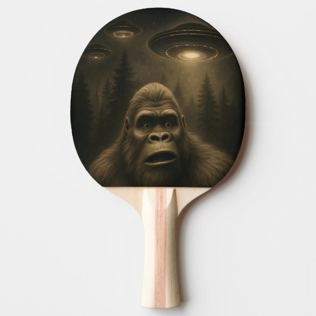 Bigfoot Sasquatch Alien UFO Funny Ping Pong Paddle (Front)