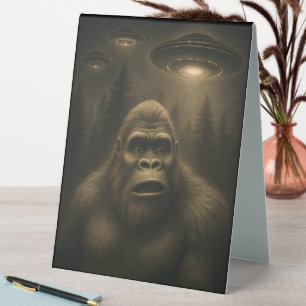 Bigfoot Sasquatch Alien UFO Funny Table Tent