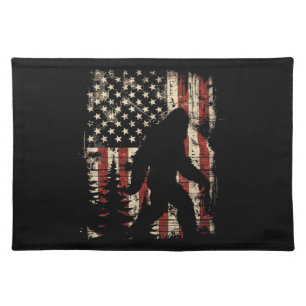Bigfoot Sasquatch America Flag Patriotic Men Women Cloth Placemat