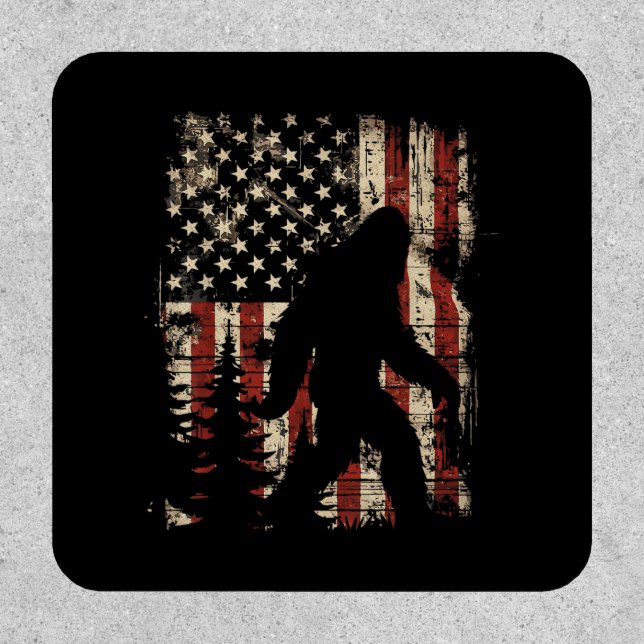 Bigfoot Sasquatch America Flag Patriotic Men Women Patch (Front)
