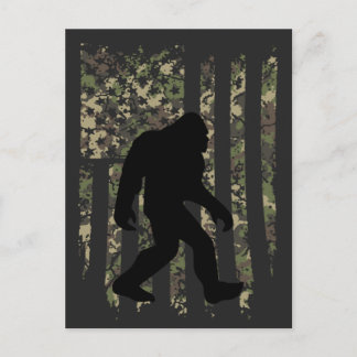 Bigfoot Sasquatch American Camouflaged USA Flag T- Postcard
