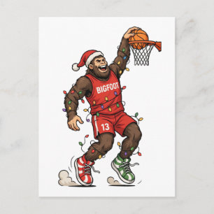 Bigfoot Sasquatch Basketball Christmas 2026 Holida Holiday Postcard