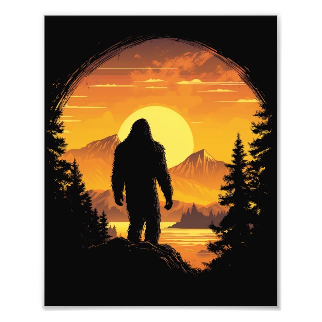 Bigfoot Sasquatch Believer Ranger Retro Vintage Photo Print (Front)