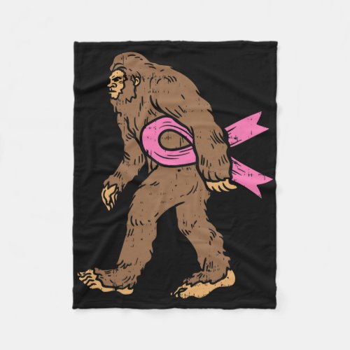 Bigfoot Sasquatch Breast Cancer Funny Awareness Ri Fleece Blanket