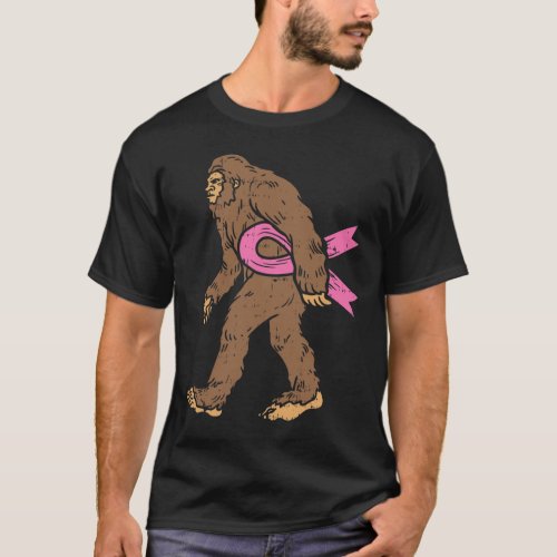 Bigfoot Sasquatch Breast Cancer Funny Awareness Ri T-Shirt