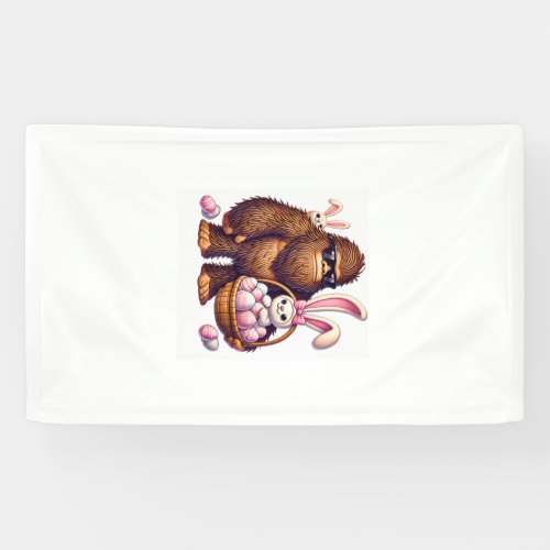 Bigfoot Sasquatch Bunny Easter Eggs Retro Men Boys Banner