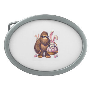 Bigfoot Sasquatch Bunny Easter Eggs Retro Men Boys Belt Buckle