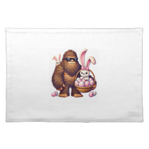 Bigfoot Sasquatch Bunny Easter Eggs Retro Men Boys Cloth Placemat