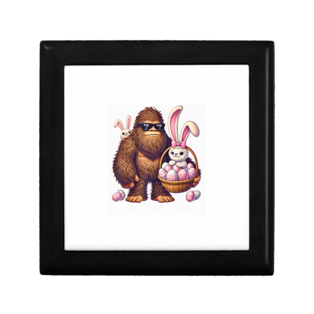 Bigfoot Sasquatch Bunny Easter Eggs Retro Men Boys Gift Box (Front)