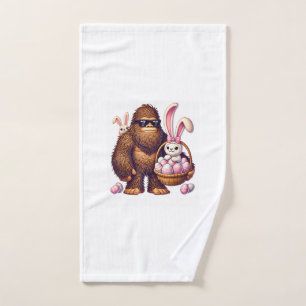Bigfoot Sasquatch Bunny Easter Eggs Retro Men Boys Hand Towel
