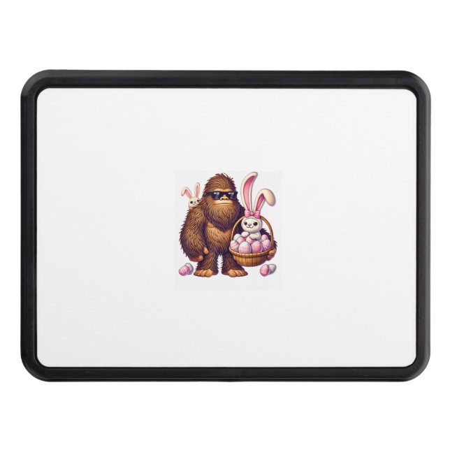 Bigfoot Sasquatch Bunny Easter Eggs Retro Men Boys Hitch Cover (Front)