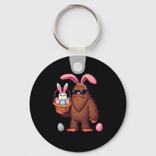 Bigfoot Sasquatch Bunny Easter Eggs Retro Men Boys Keychain