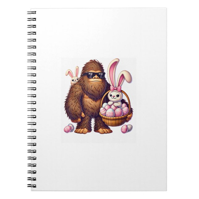 Bigfoot Sasquatch Bunny Easter Eggs Retro Men Boys Notebook (Front)