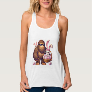 Bigfoot Sasquatch Bunny Easter Eggs Retro Men Boys Tank Top