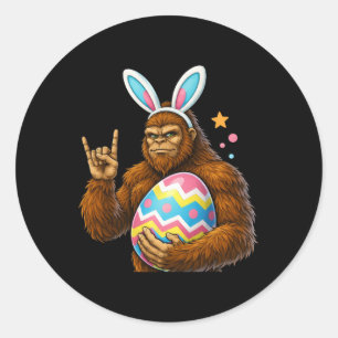 Bigfoot Sasquatch Bunny Easter Men Women Boy Kids Classic Round Sticker
