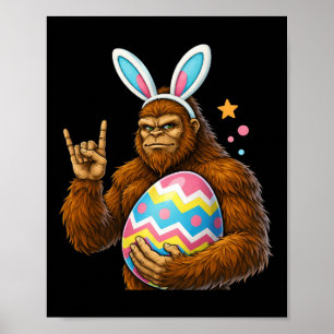 Bigfoot Sasquatch Bunny Easter Men Women Boy Kids Poster
