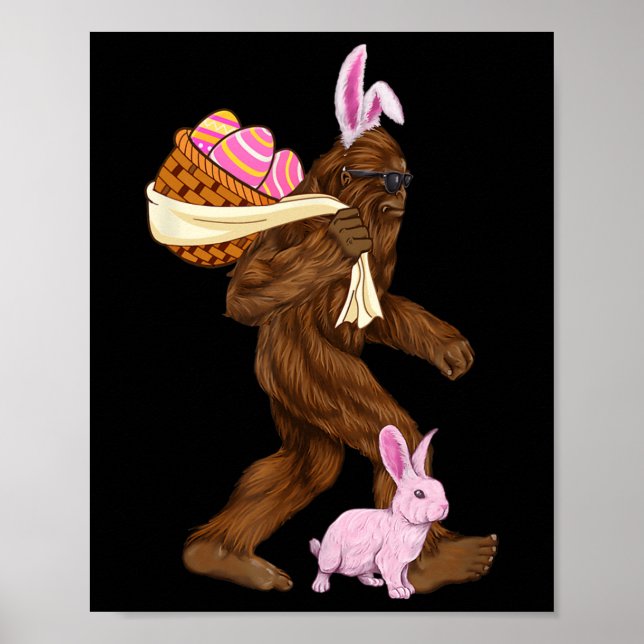 Bigfoot Sasquatch Bunny Easter Rabbit Bysket Hunti Poster (Front)