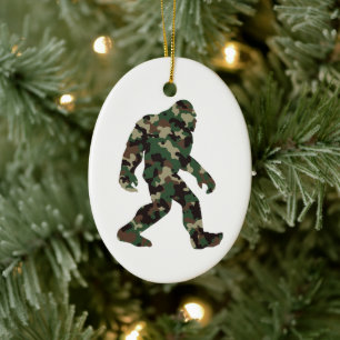 Bigfoot Sasquatch Camo Ceramic Ornament