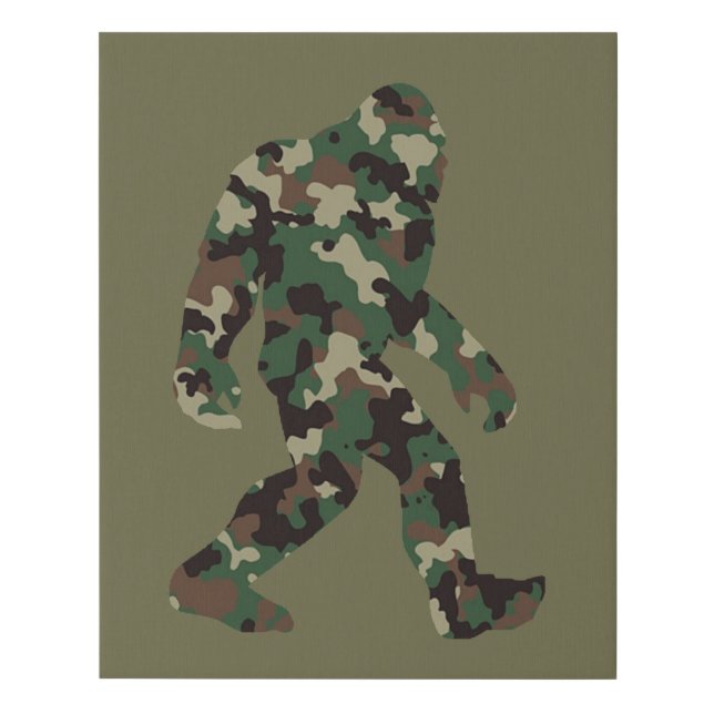 Bigfoot Sasquatch Camo Faux Canvas Print (Front)