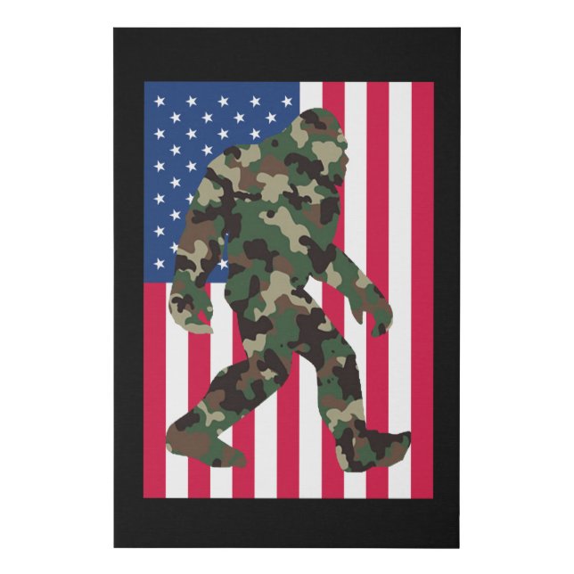 Bigfoot Sasquatch Camo Faux Canvas Print (Front)