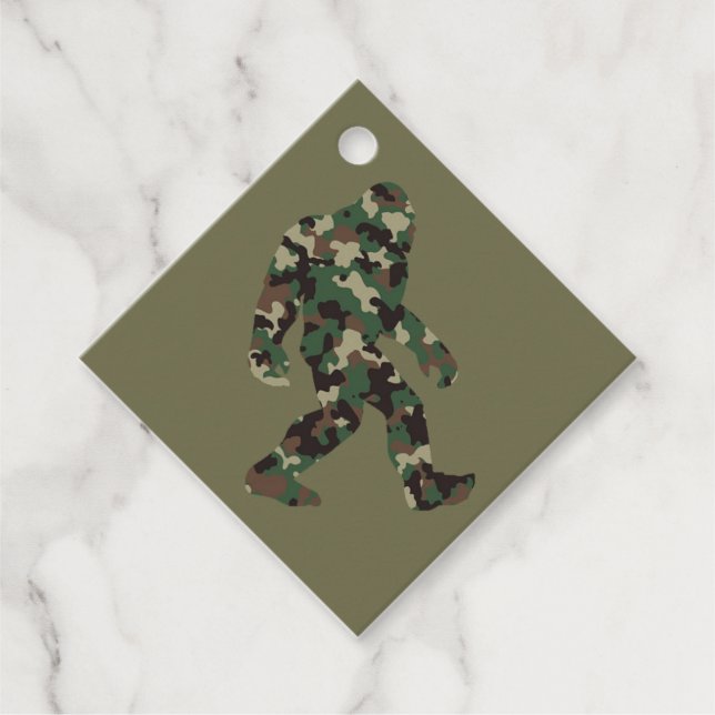 Bigfoot Sasquatch Camo Favor Tags (Front)
