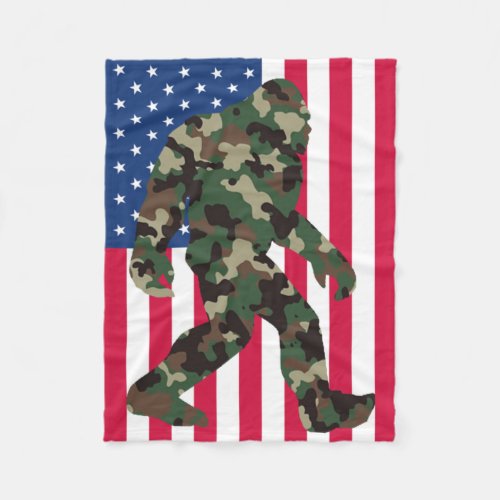 Bigfoot Sasquatch Camo  Fleece Blanket