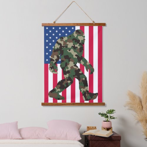 Bigfoot Sasquatch Camo  Hanging Tapestry