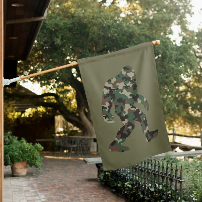 Bigfoot Sasquatch Camo House Flag (In SItu)