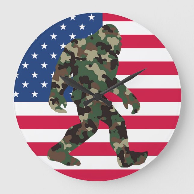 Bigfoot Sasquatch Camo     Large Clock (Front)