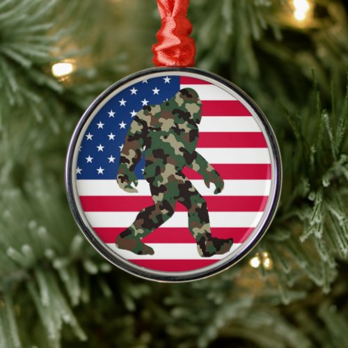 Bigfoot Sasquatch Camo     Metal Ornament