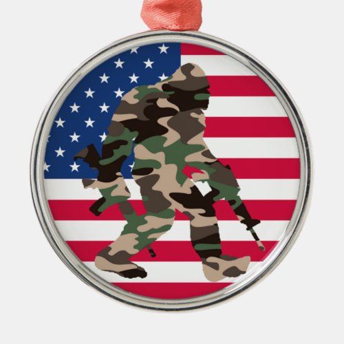 Bigfoot Sasquatch Camo  Metal Ornament