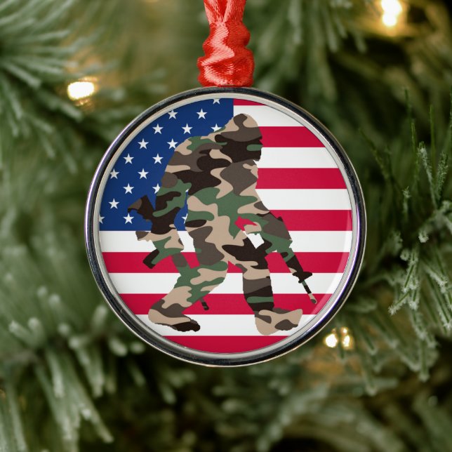 Bigfoot Sasquatch Camo  Metal Ornament (Tree)