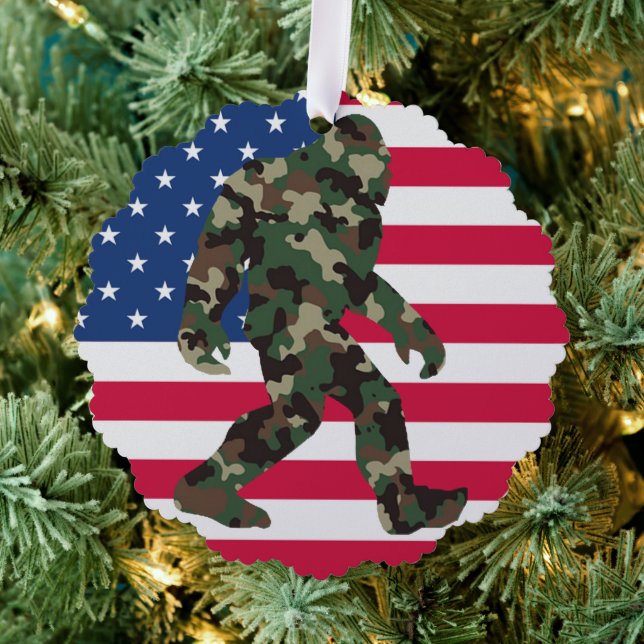 Bigfoot Sasquatch Camo     Ornament Card (Insitu (Tree))
