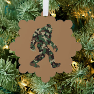 Bigfoot Sasquatch Camo Ornament Card